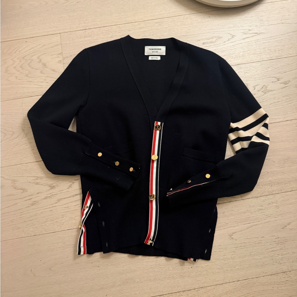 Authentic thom browne navy cardigan